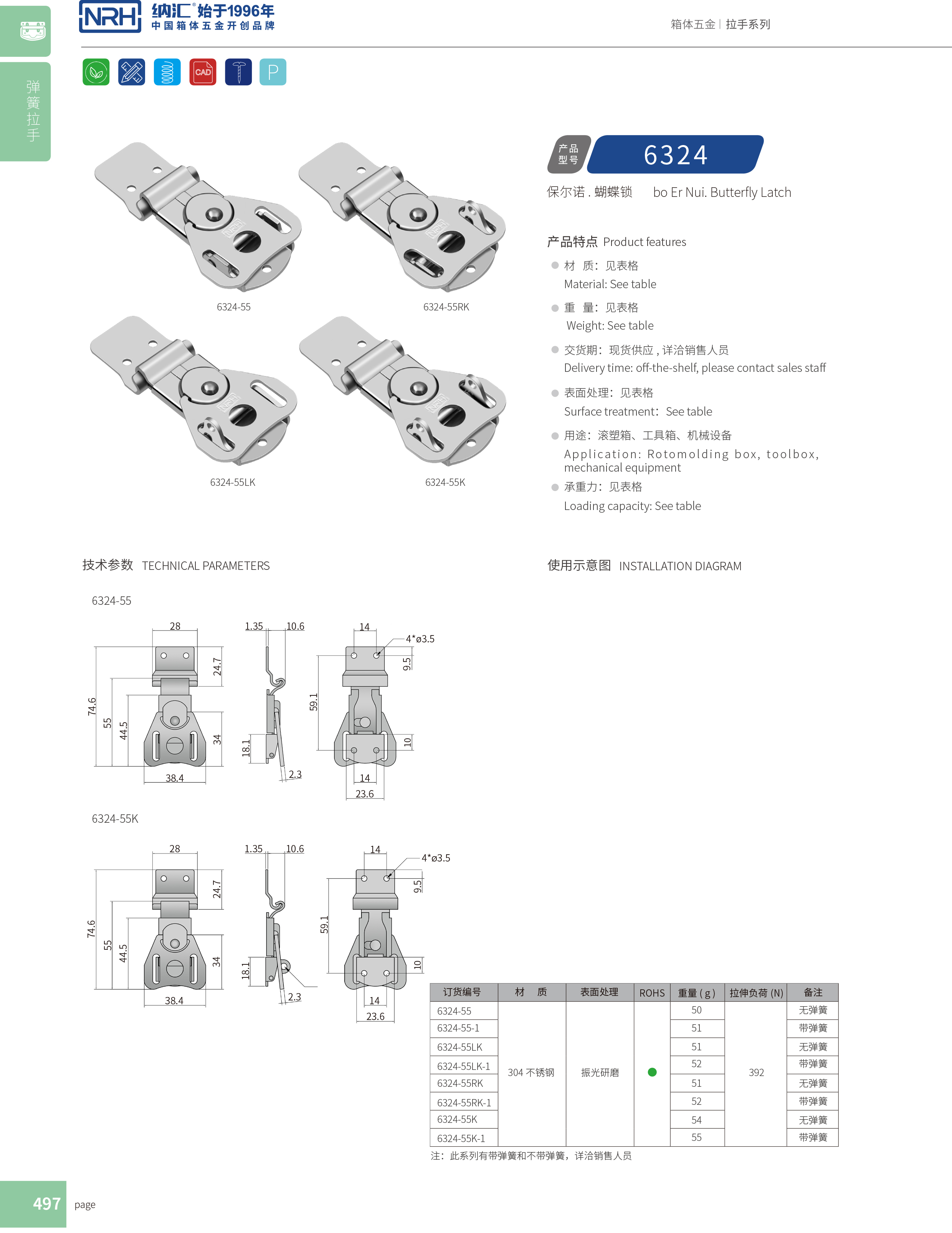 蝴蝶锁芯6324-55RK冷藏箱草莓视频网页版_广告箱箱扣_NRH救灾箱箱扣