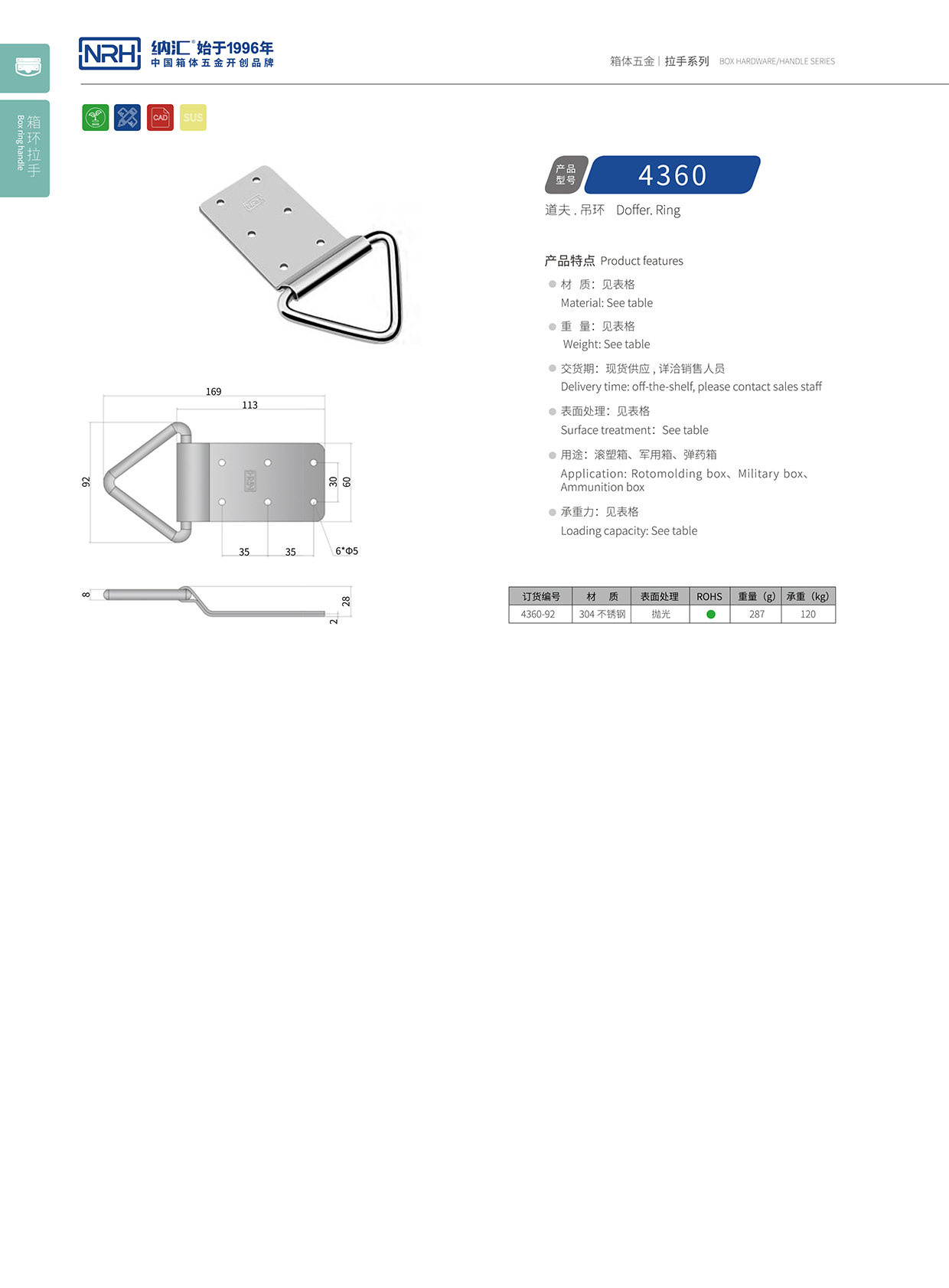 草莓免费视频/NRH 滚塑箱吊环 4360