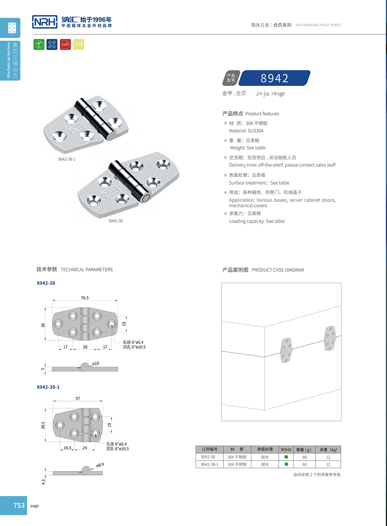 草莓免费视频/NRH 8942-38 五金工业铰链